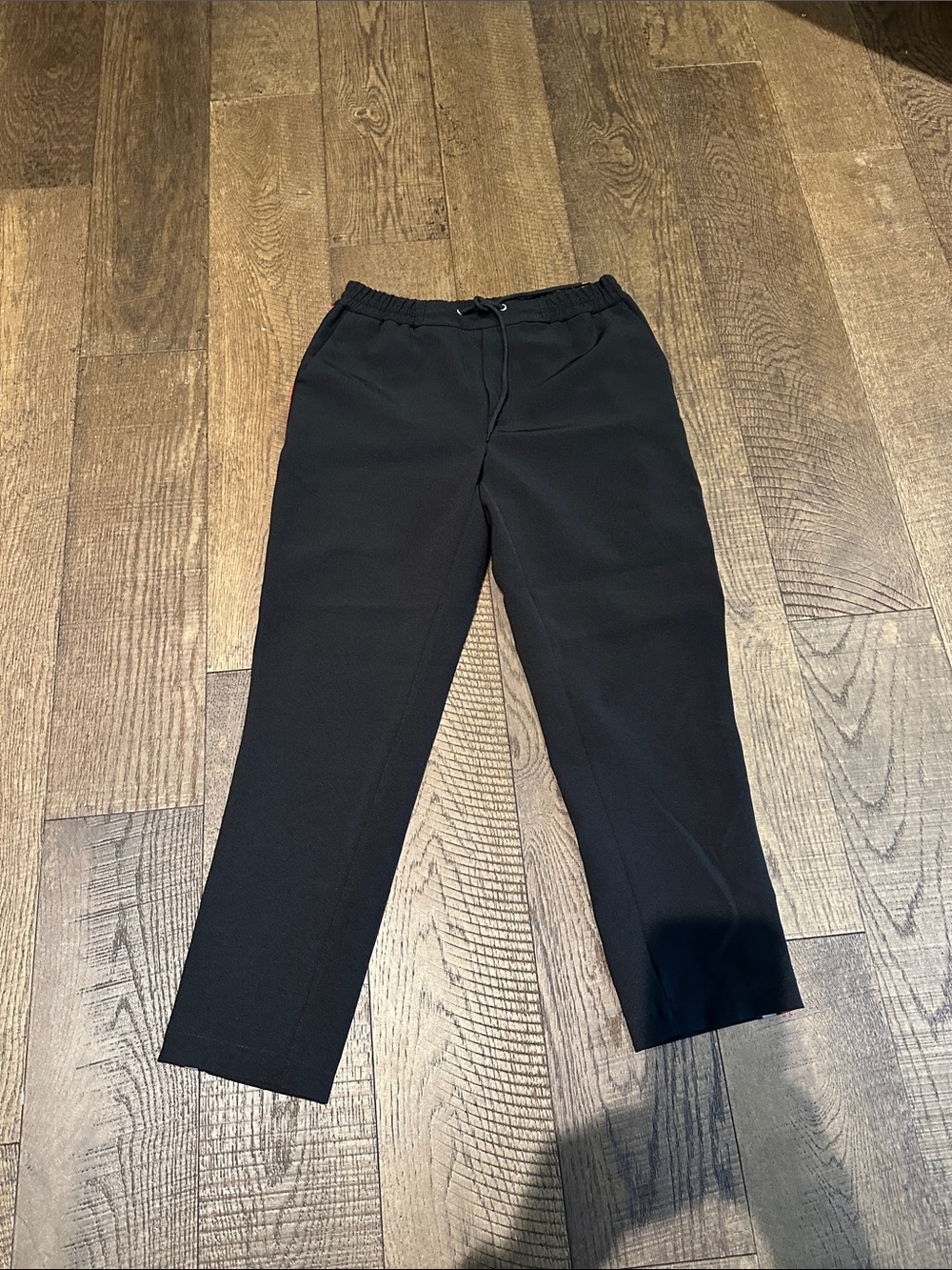 Topman Black Elastic-Waist Straight Pants